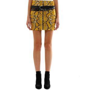 Unravel Women Yellow Python Leather Skirt